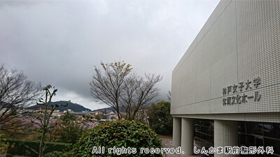 小高い山の方にある神戸女子大学。下に咲いている桜がきれいでしたね(^^)